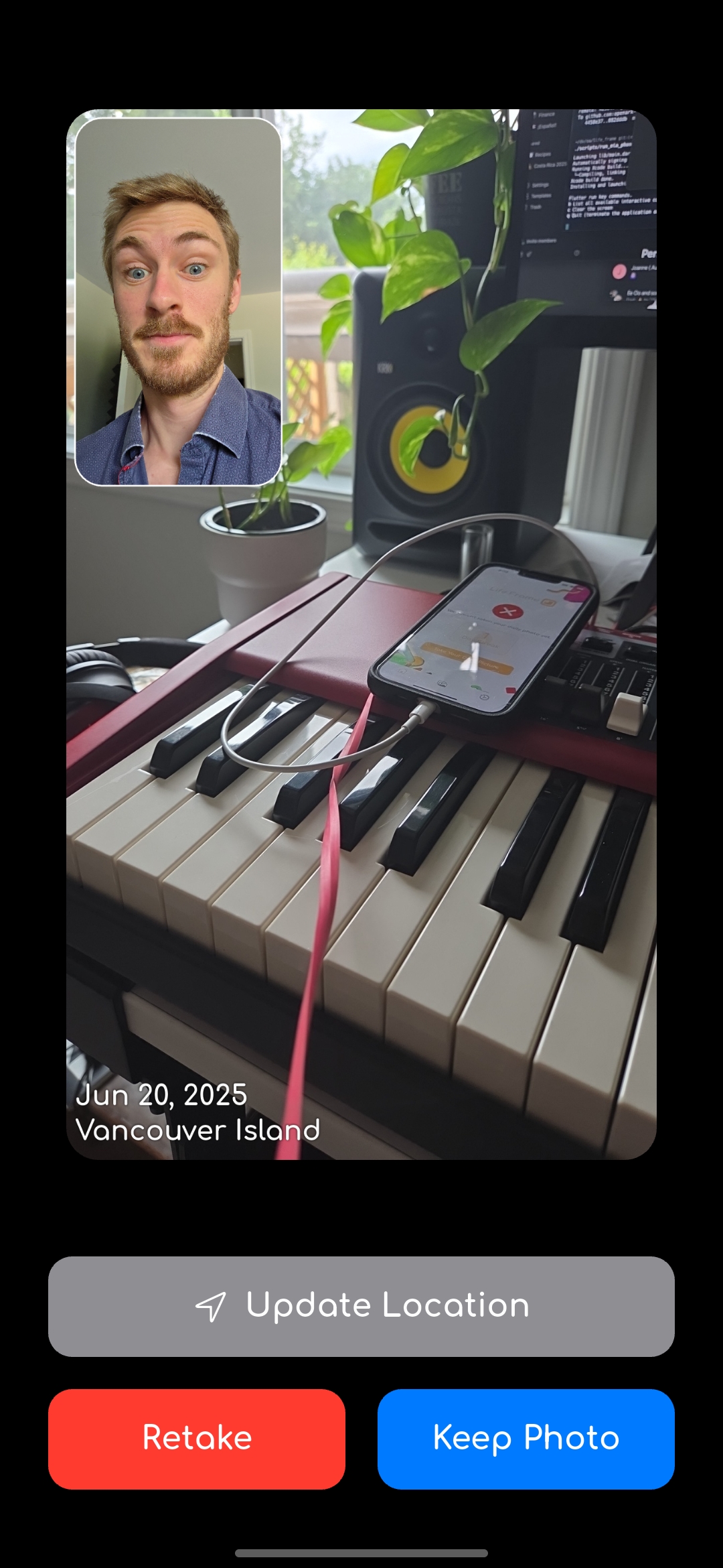 Confirm photo screen