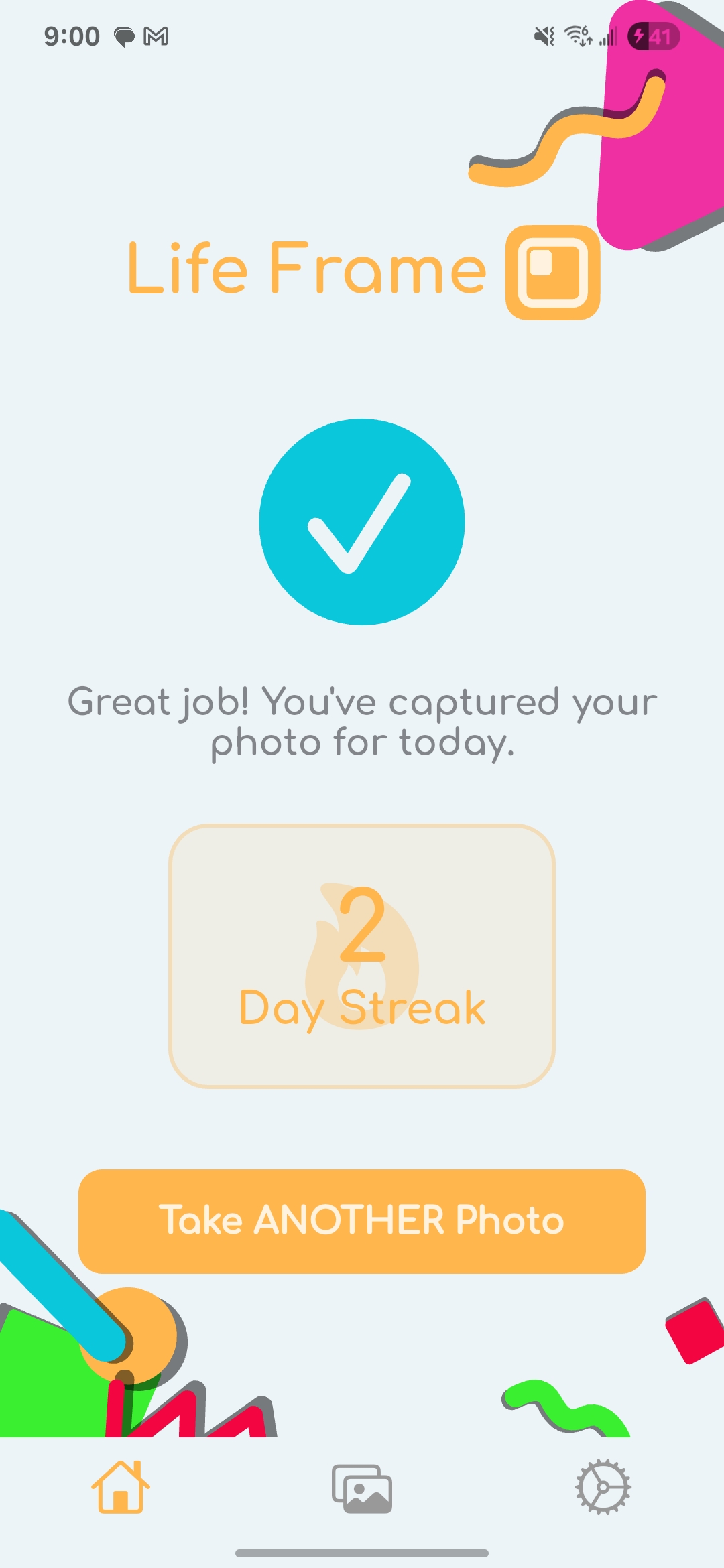 Home screen with streak