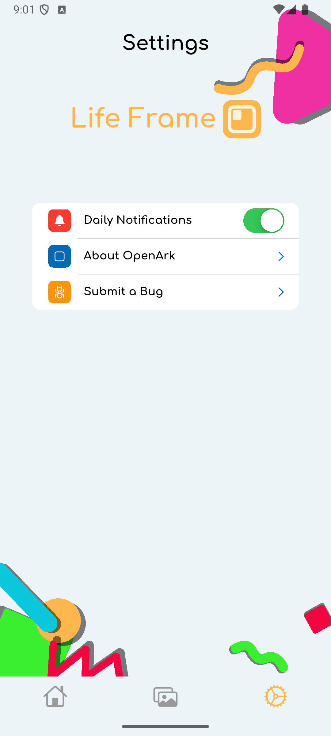 Settings screen